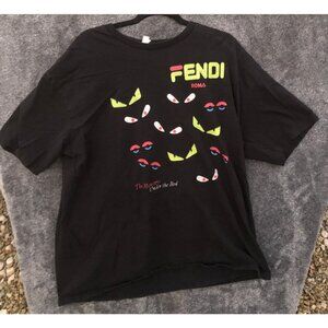 Fendi Roma Shirt Mens 2XL XXL Black Short Sleeve Graphic Pullover Designer Tee